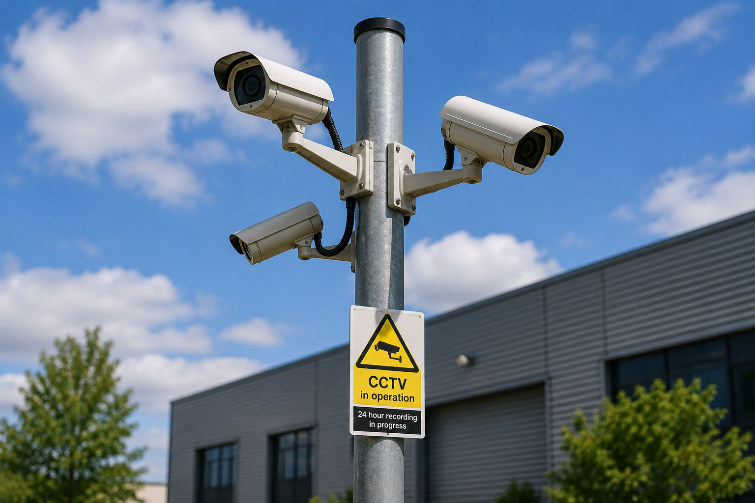 Commercial CCTV camera system protecting business premises